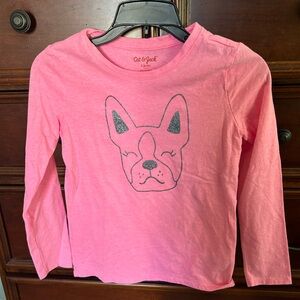 Hot pink, long sleeve t shirt with cute dog picture